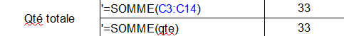 Calcul de la quantité totale